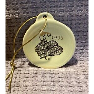 Fiesta Homer Laughlin Dancing Lady 1998 Yellow Plate Shaped Christmas Ornament